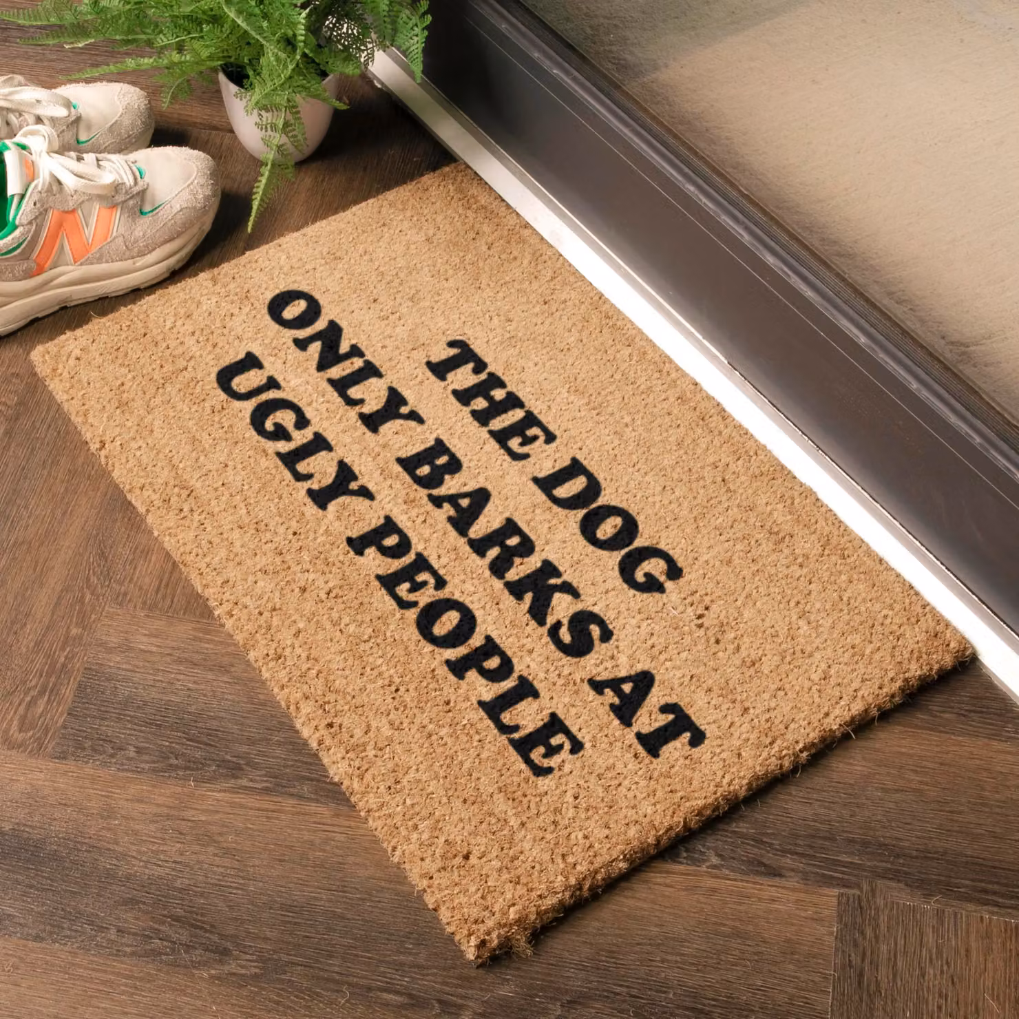 Artsy Mats Dog Barks At Ugly People Coir Doormat, Brown, W: 60 cm, D: 40 cm – 2