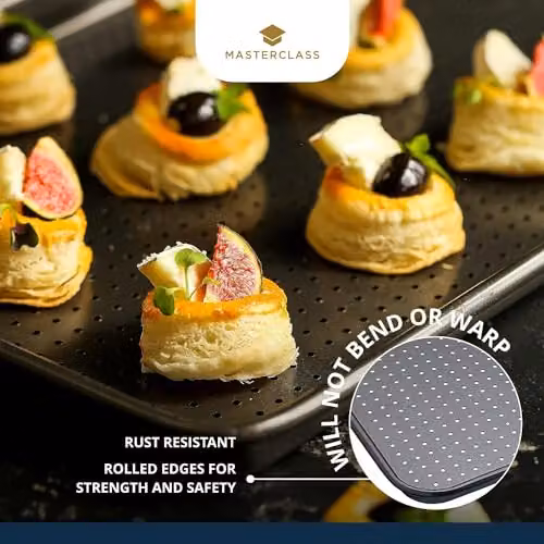 MasterClass Non-Stick Carbon Steel Baking Sheet, Black, W: 24 cm, D: 18 cm, H: 1 cm – 5