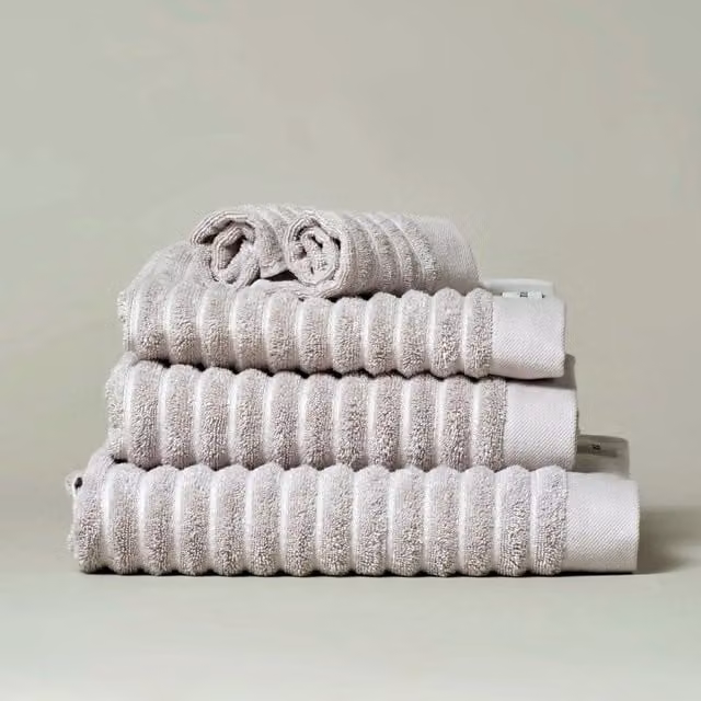 Misona Pack of 2 Organic GOTS Cotton Striped Face Cloths, 650GSM, Grey, W/D/H: 30 x 30 x 30 cm – 1