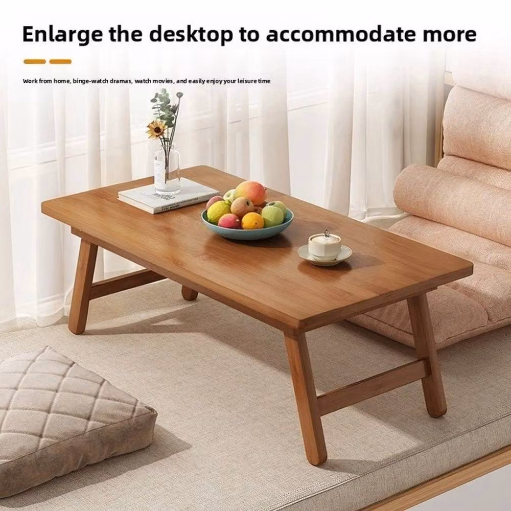 EONLION Brown Bamboo Folding Coffee Tea Table, W/D/H: 57 x 34.3 x 22.3 cm – 3