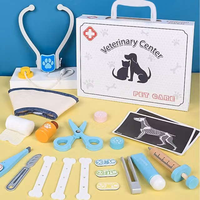 Livingandhome 23-Piece Kids Vet Play Set Pet Care Toy Kit in White and Multicolour