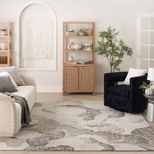 The Rug Shop UK Cream Modern Abstract Hand Tufted Rayon Rug, W: 160 cm, L: 220 cm – 1