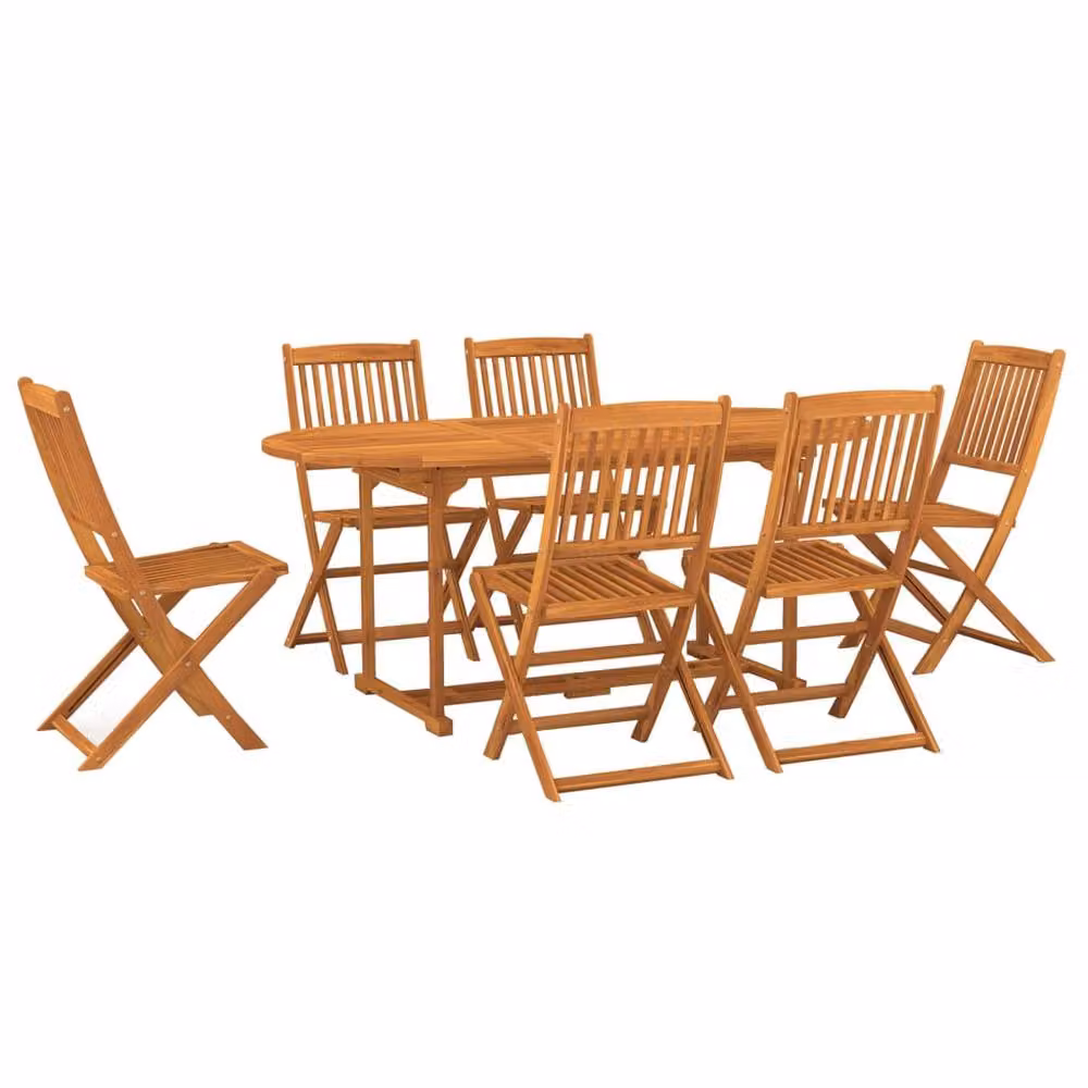 Berkfield Home 7 Piece Garden Dining Set in Brown Solid Oiled Acacia Wood – 2