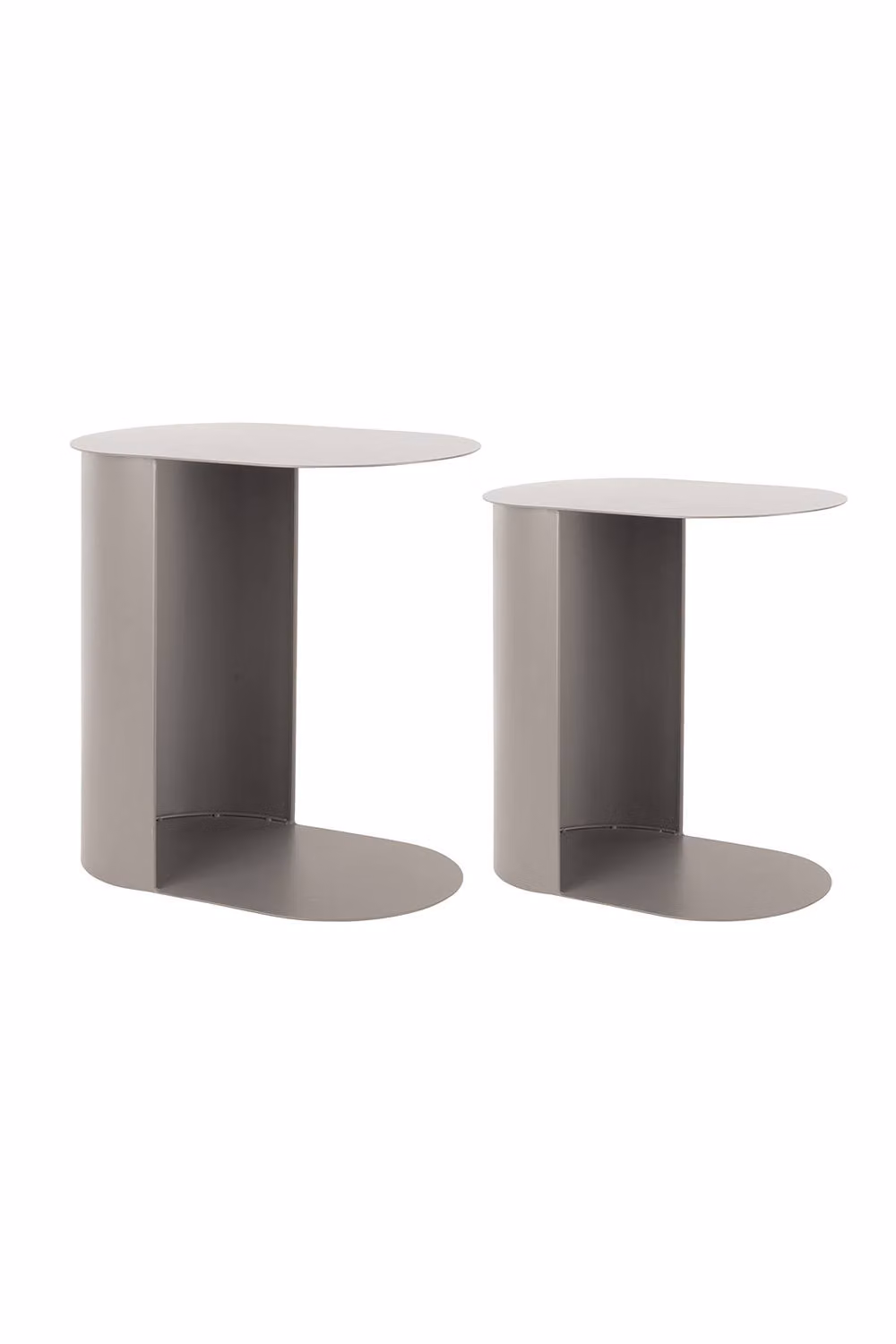 PRESENT TIME Leitmotiv Riqueza Oval Side Table Set in Warm Grey – 3