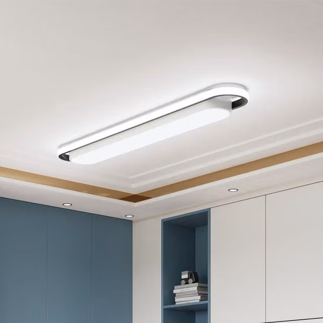 Livingandhome Modern Rectangular Dimmable LED Ceiling Light, White, 80 cm