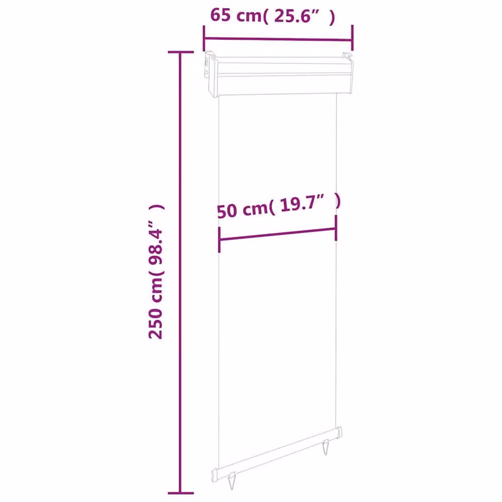 Berkfield Home Grey Balcony Side Awning with Manual Pull, W/H: 250 x 65 cm – 5