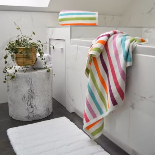 Allure Bath Fashions Cali Multi Striped Hand Towels, Pack of 2, Multicolour, 100% Cotton, W: 50 cm, H: 85 cm – 2