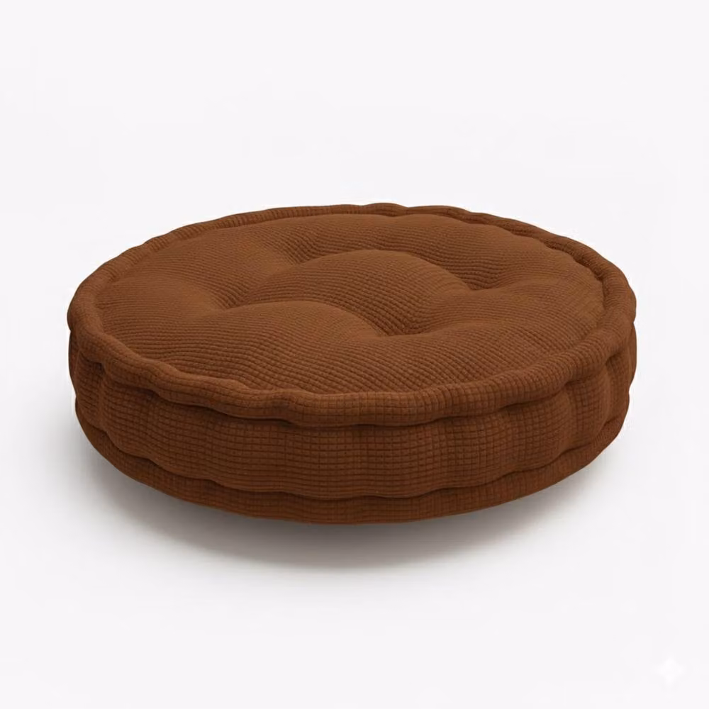 Snug City Round Teddy Fabric Booster Cushion in Brown, W/D/H: 45 x 45 x 45 cm – 2