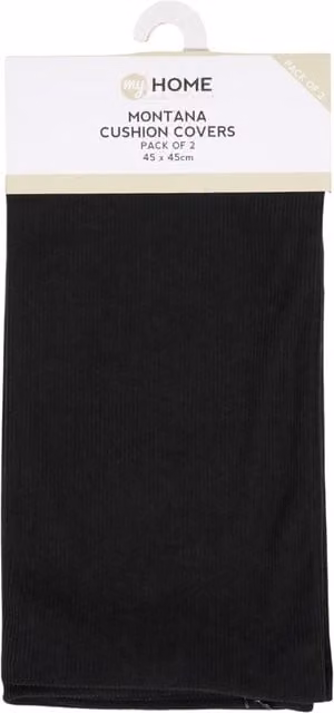 My Home Pack of 2 Montana Black Corduroy Square Cushion Covers