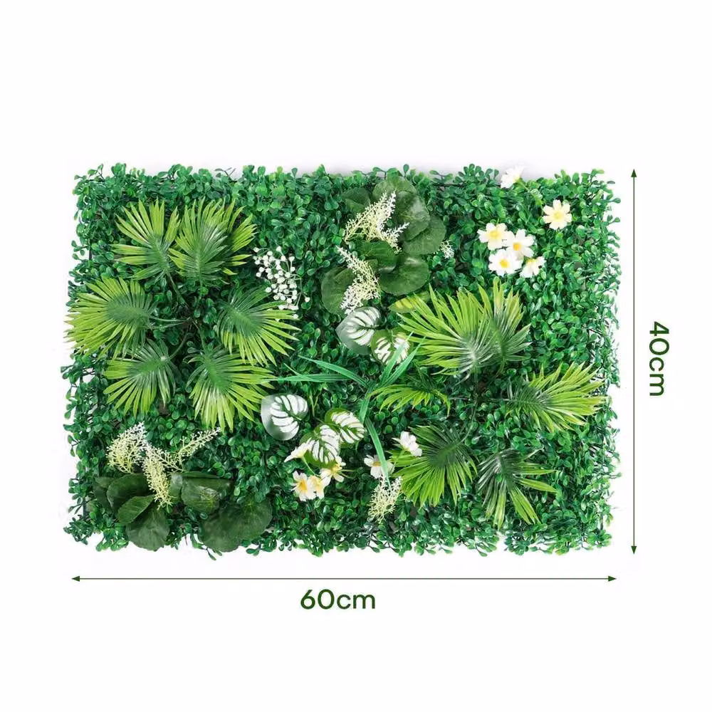SPETLEK Artificial Greenery Plant Wall Hedge Grass, Green, 4 Pack – 2