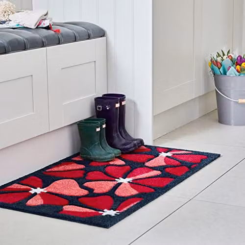 JVL Solemate Hand Carved Posy Doormat, Red, W: 57 cm, D: 100 cm – 6