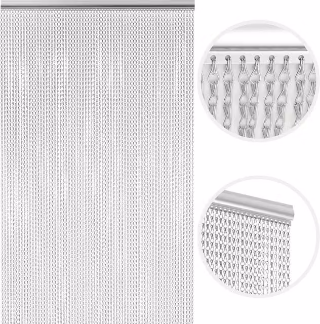 Novecrafto Aluminium Chain Fly Screen for Doors, Silver, Height: 210 cm