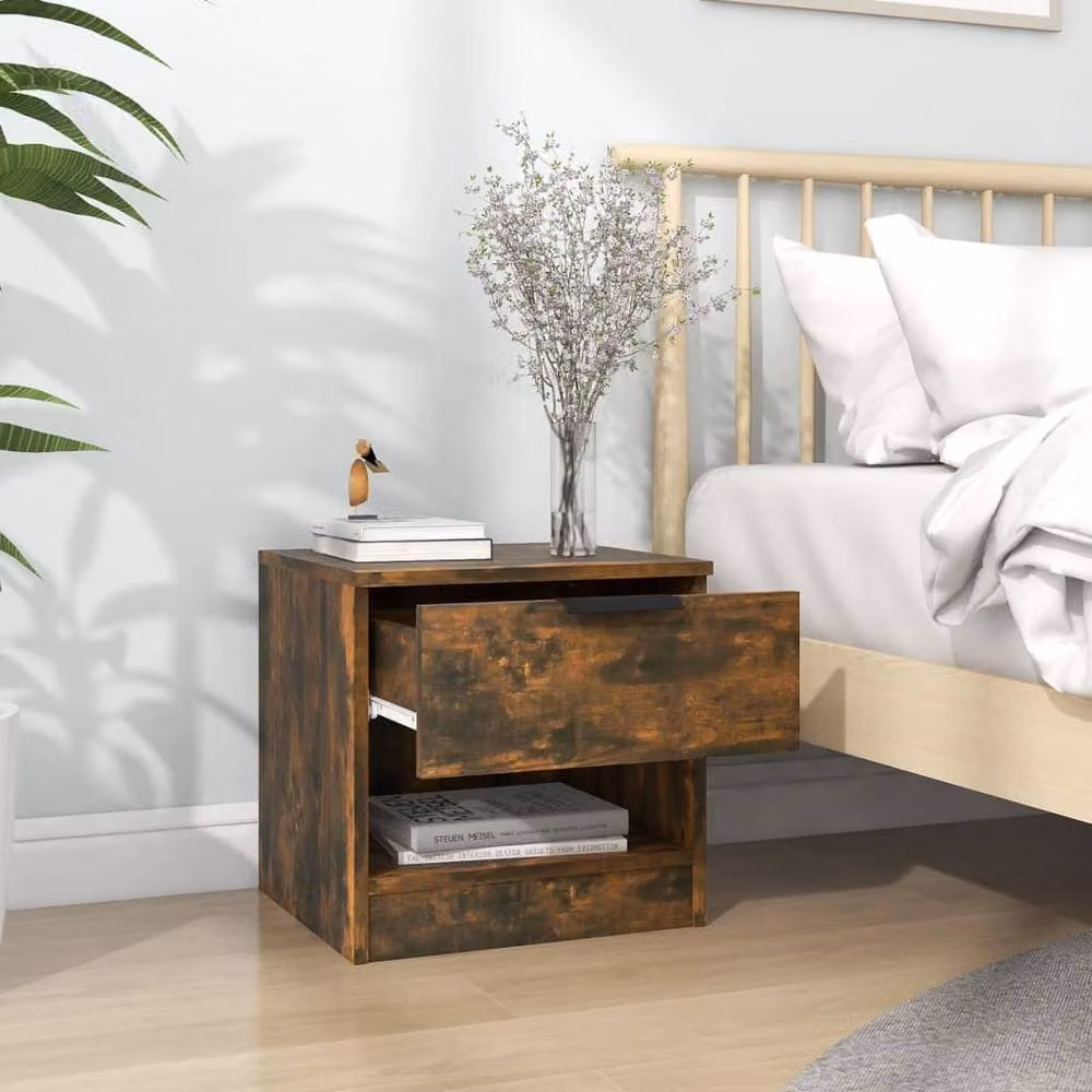 Berkfield Home Set of 2 Smoked Oak Bedside Cabinets in Brown – 2