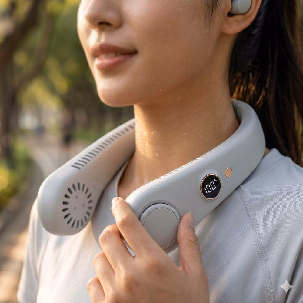 Dragodirect Portable Rechargeable Bladeless Digital Mini Neck Cooling Fan, White – 2
