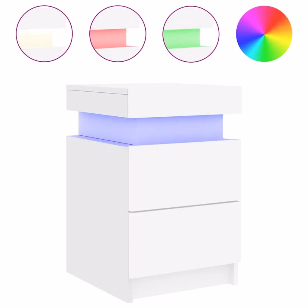 Berkfield Home White Bedside Cabinet with Integrated LED Lighting W/D/H: 35 x 39 x 55 cm – 2