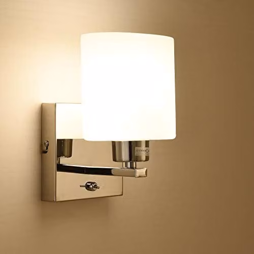 Harper Living Modern Oval Wall Sconce in Polished Chrome with Glass Shade and Toggle Switch, E14 Socket