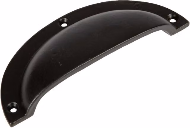 Hammer & Tongs Matt Black Iron Curved Cabinet Drawer Pulls, Pack of 10, W: 13 cm, H: 5 cm – 1
