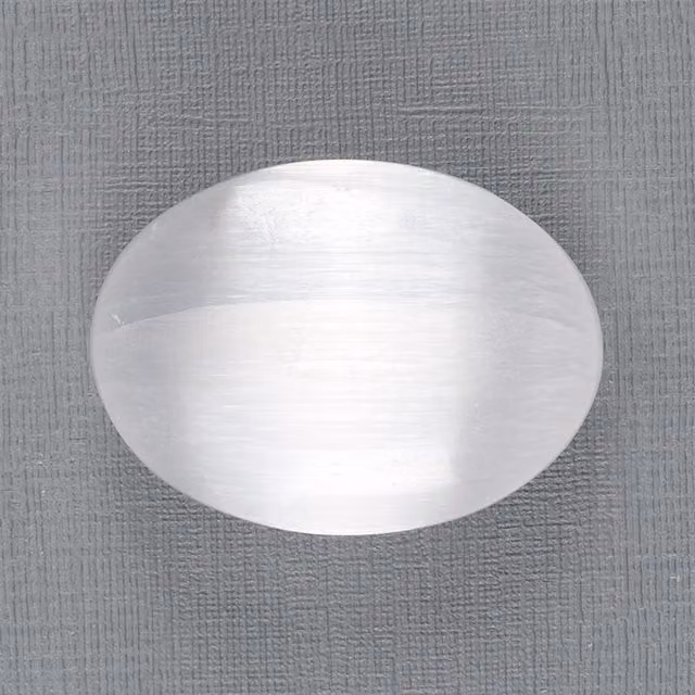 KDMK White Round Selenite Palm Stone for Meditation and Healing