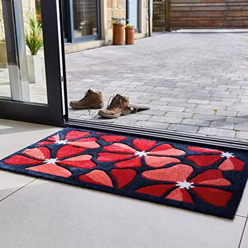 JVL Solemate Hand Carved Posy Doormat, Red, W: 57 cm, D: 100 cm – 3