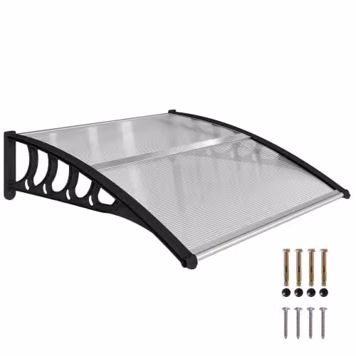 Outsunny Transparent Polycarbonate and Aluminium Outdoor Door Canopy Awning