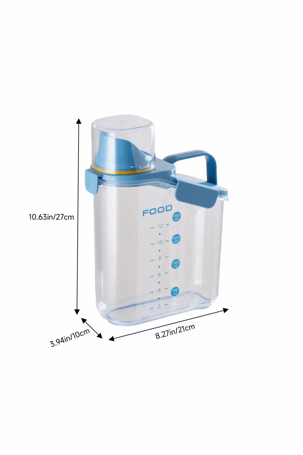 Living and Home 2L Airtight Cereal and Dry Food Storage Container with Measuring Cup in Blue – 2