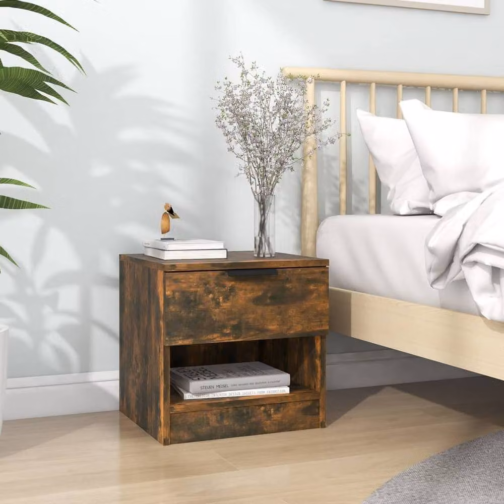 Berkfield Home Bedside Cabinet in Smoked Oak Brown Engineered Wood – 2