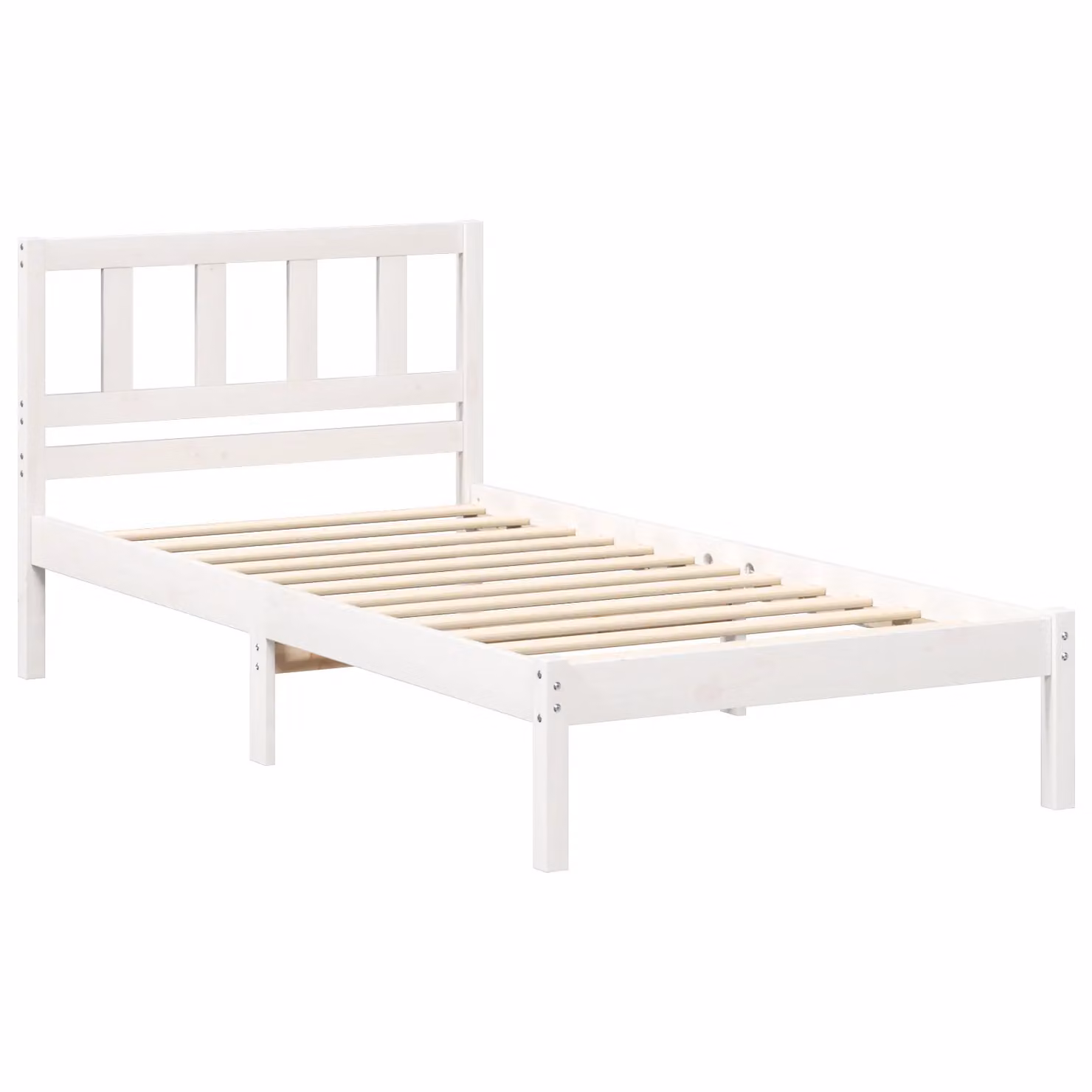 Berkfield Home White Solid Pine Wood Bed Frame with Headboard W/D/H: 190 x 75 x 80.5 cm – 2