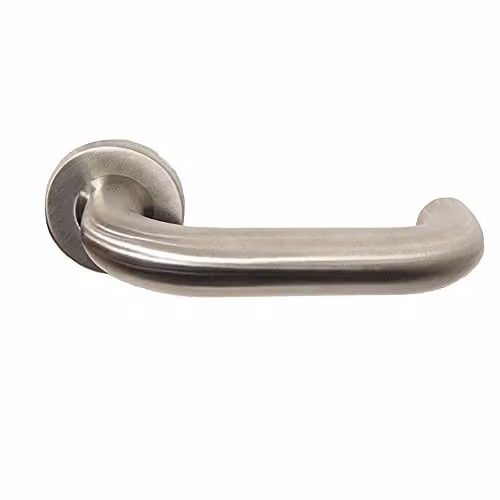 Loops Pair of 22mm Round Bar Safety Handles with Round Rose in Brushed Satin Steel, Silver