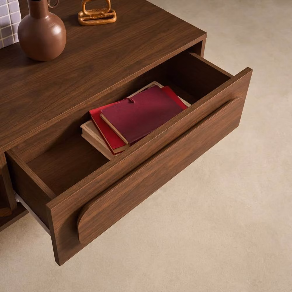 sweeek Vintage Wood Effect Coffee Table with 1 Drawer, Brown, W/D/H: 80 x 55 x 38 cm – 3