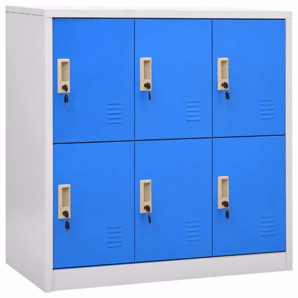 Berkfield Home Wall Mounted Locker Cabinet in Light Grey and Blue, W/D/H: 90 x 45 x 92.5 cm – 1