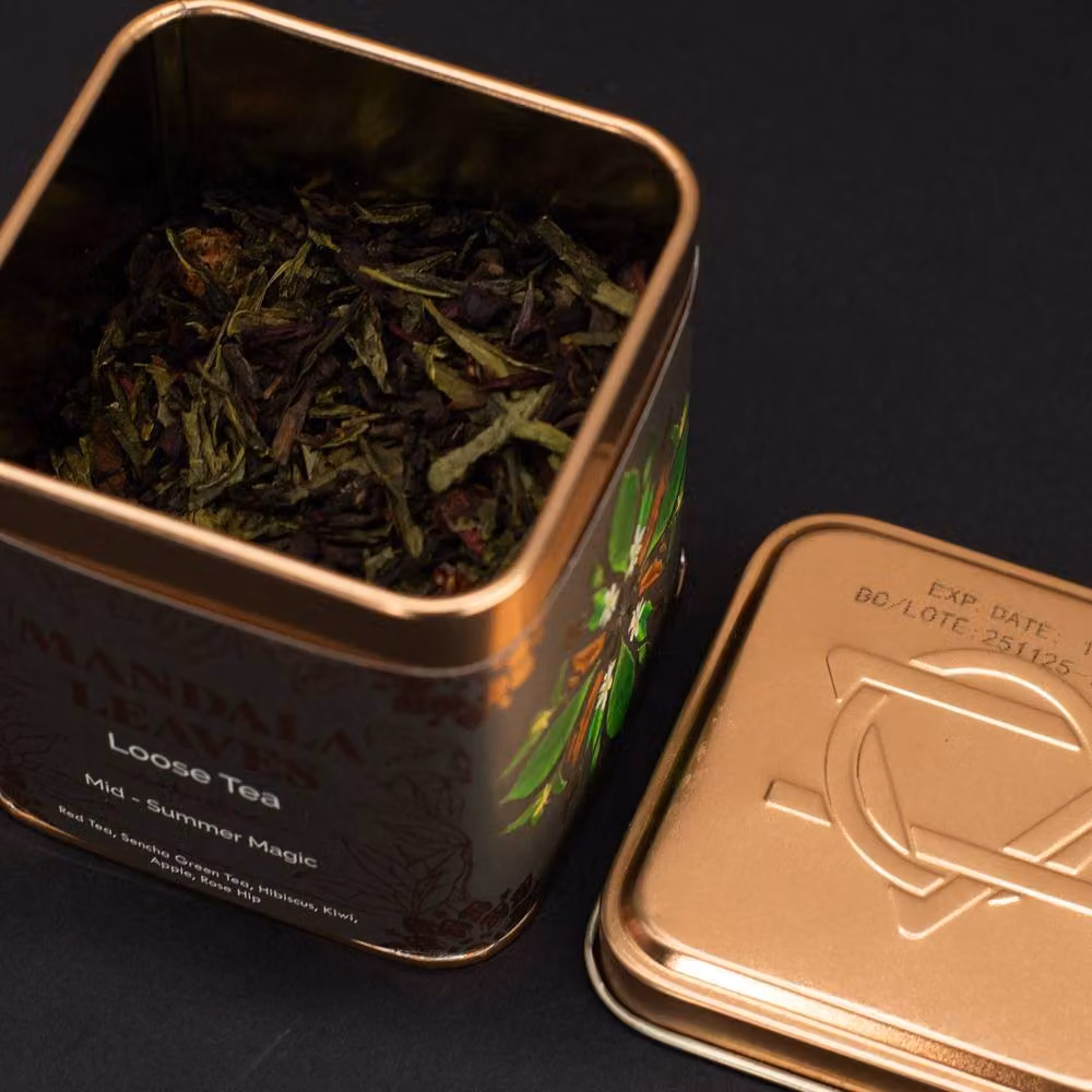 Serenityy Mid-Summer Magic Floral Loose Leaf Tea, 50g, Grey and Gold Tin – 3