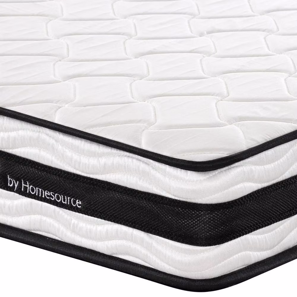 Home Source Bonnell Coil System Quilted Mattress, White, Double, H 17 cm x W 140 cm x D 200 cm – 4
