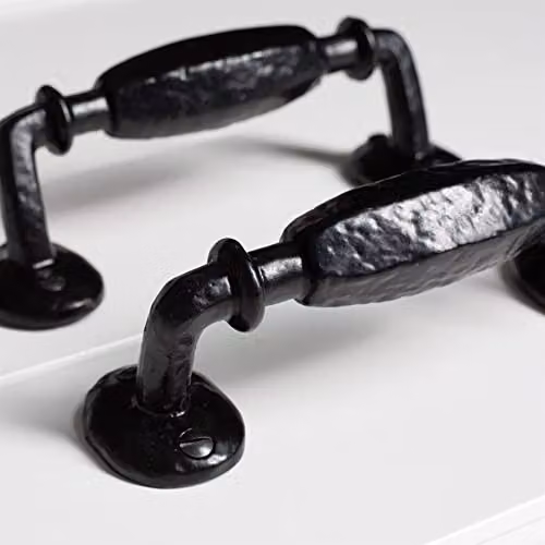 Hammer and Tongs Matt Black Offset Wrought Iron Door Handle, Height: 160 mm – 4