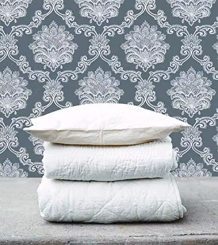 Galerie Nordic Elements Floral Damask Wallpaper, Grey and White, 10m x 53cm – 2