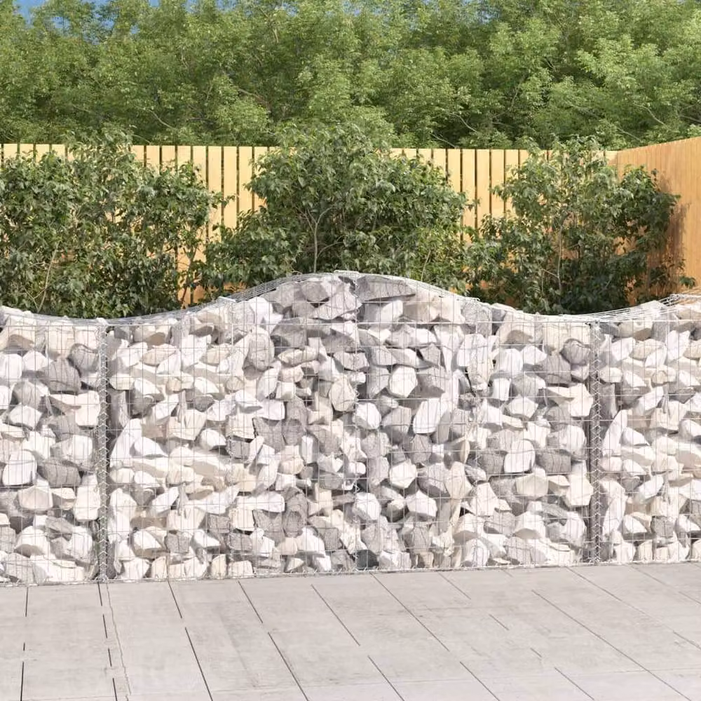 Berkfield Home Arched Gabion Baskets, 8 Piece Set, Silver Galvanised Steel, W: 200 cm, D: 50 cm, H: 100-120 cm – 2