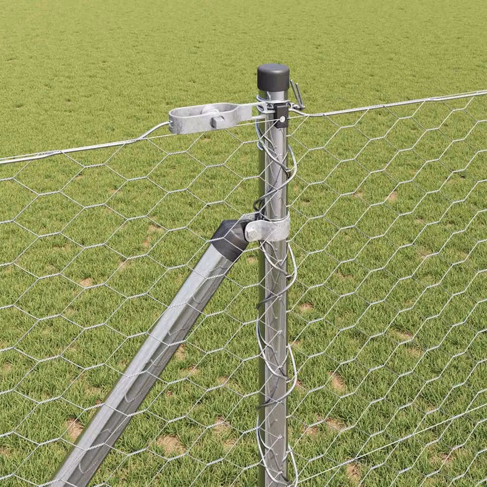 Berkfield Home Hexagon Fence in Silver Galvanised Steel, H: 140 cm x W: 10 m – 2