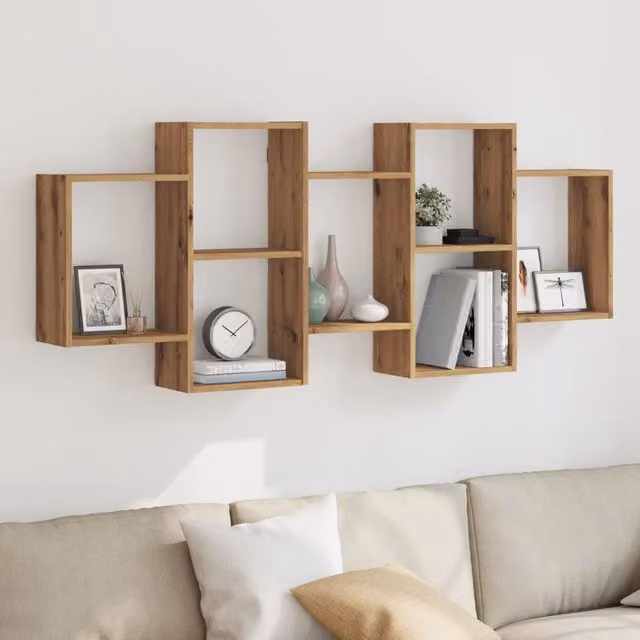 Berkfield Home Artisan Oak Wall Shelf, Brown, W: 159 cm, D: 18 cm, H: 65 cm