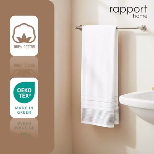 Rapport Home Dakota Stripe Cotton Bath Towels 2-Pack in Beige, Sand and White, W/D/H: 70 x 120 cm – 3