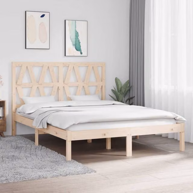 Berkfield Home Solid Wood Pine Bed Frame in Brown, W/D/H: 140 x 200 cm – 1