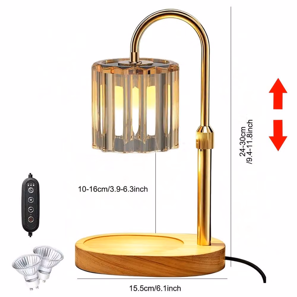 Ventryn Gold and Brass Tabletop Candle Warmer Lamp with Timer, Dimmer and 2 Bulbs – 2