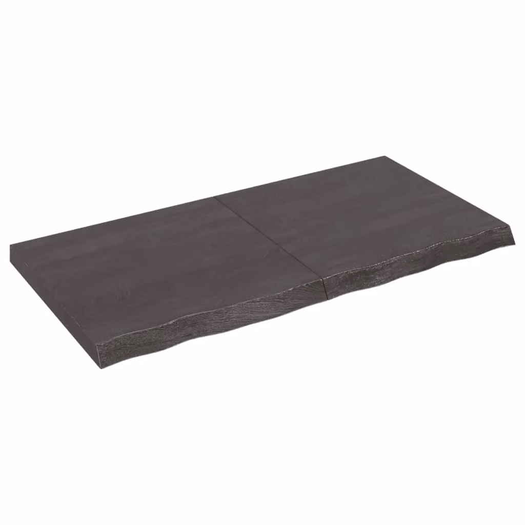 Berkfield Home Dark Grey Treated Solid Wood Oak Table Top W/D/H: 120 x 60 x 2-6 cm – 2