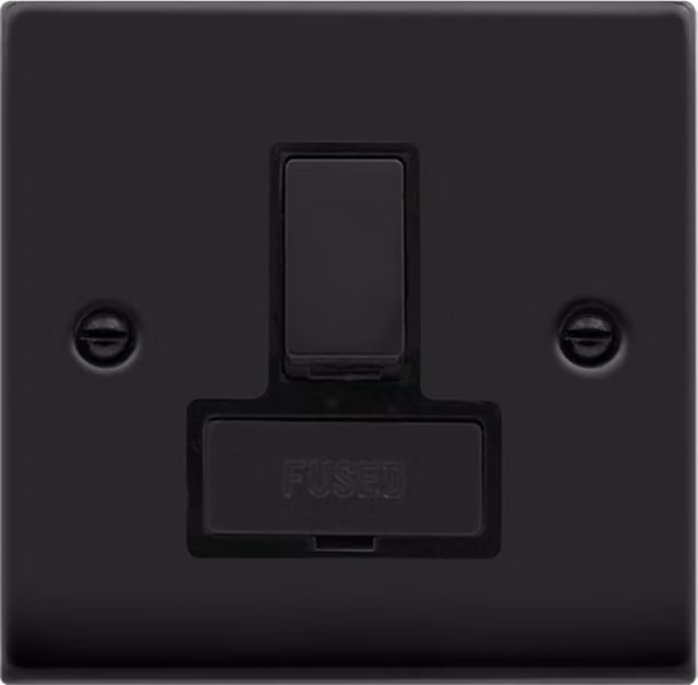 SE HOME Matt Black 13A Fused Ingot Connection Unit Switched Flush Socket Plate