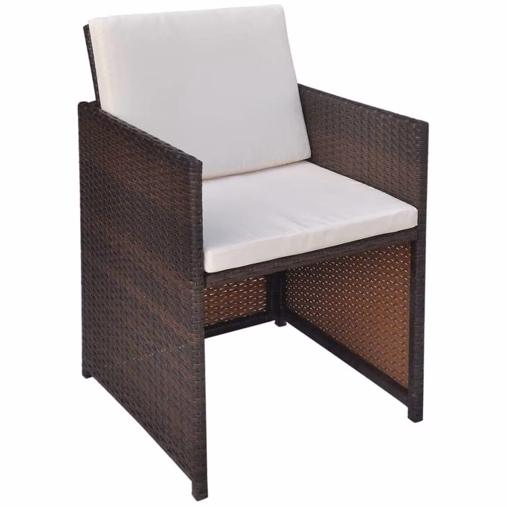 Berkfield Home Elegant 5 Piece Outdoor Dining Set with Cushions in Brown Poly Rattan – 4