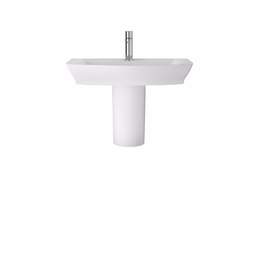Balterley White Ceramic Soft Square Semi Pedestal Bathroom Sink with Overflow and 1 Tap Hole, W/D/H: 85 x 46.5 x 45 cm – 1