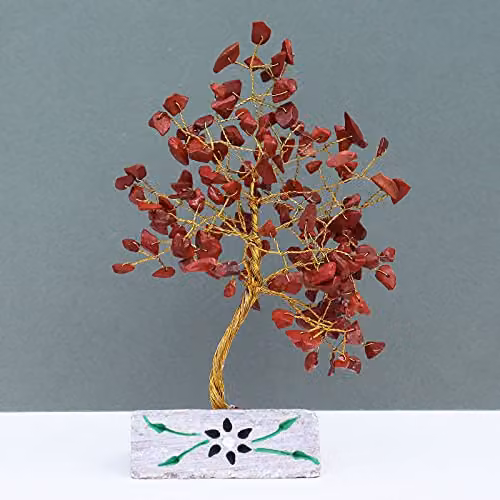 Ancient Wisdom Red Jasper Gemstone Tree with 160 Stones