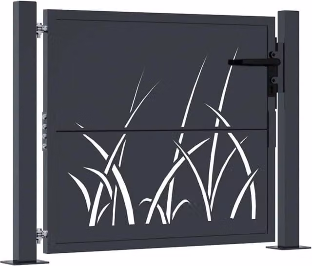 Berkfield Home Anthracite Steel Garden Gate with Grass Design W/H: 105 x 105 cm