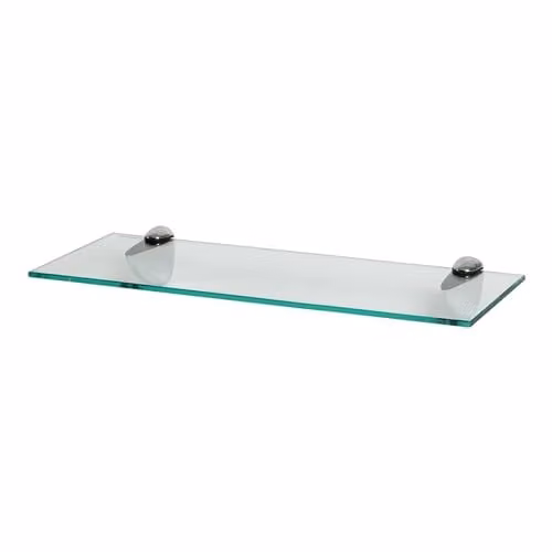 Harbour Housewares Floating Glass Wall Shelf with Silver Brackets, Width: 50 cm – 1