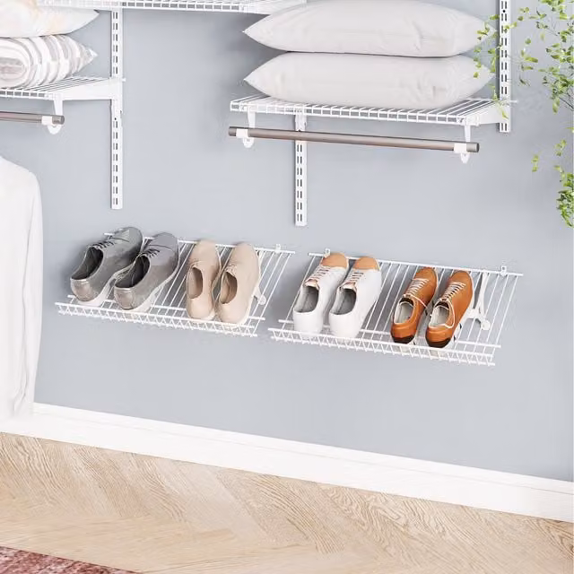 Costway Set of 2 White Metal Wall Mounted Closet Shelves