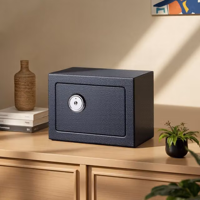 Livingandhome 6L Mini Mechanical Lock Steel Safe, Black