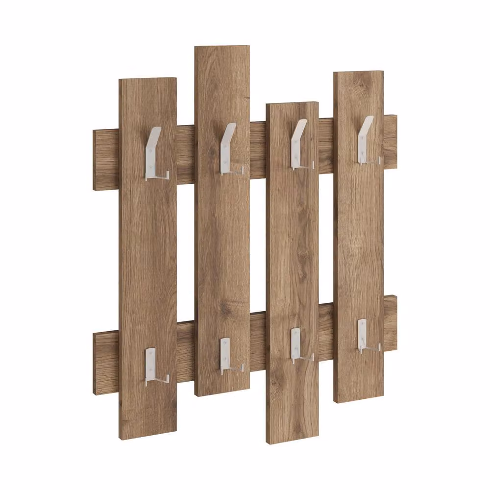 Decortie Wave Modern Wall-Mounted Coat Rack with 8 Hooks, Dark Brown, W: 69 cm, H: 81 cm – 2